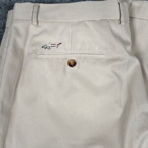 Greg Norman 40x30 Khaki Pleated Golf Pants Microfiber Flat Front Business Casual